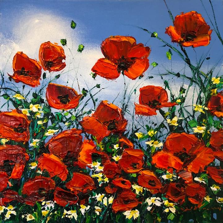Poppies I -- 16" x 16" x 2" thick